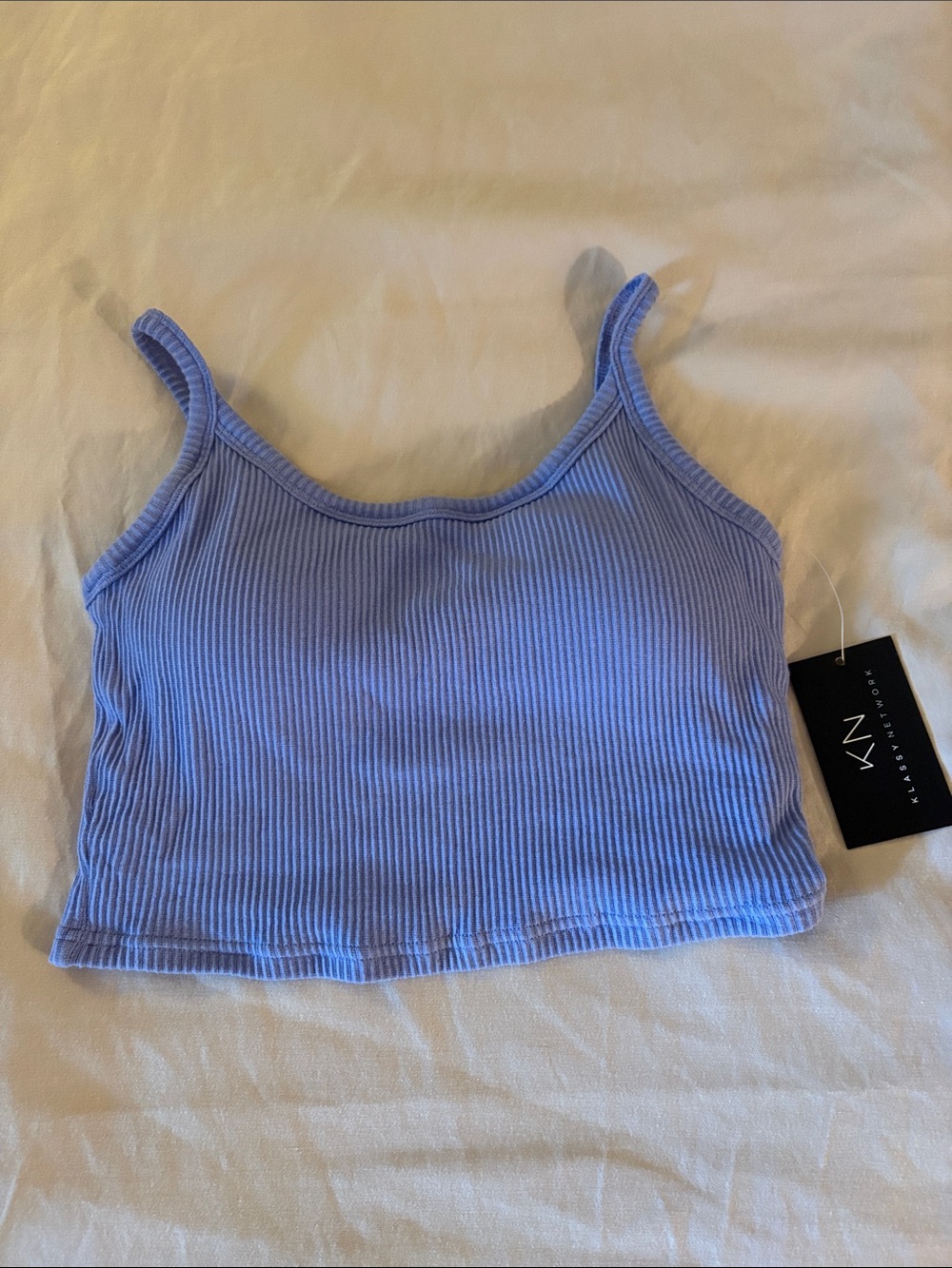 Klassy Network Knit Ribbed Lilac Crop Tank